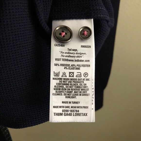 Ted Baker London Navy Blue textured button shirt - Picture 8 of 8